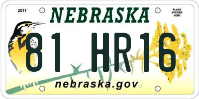 NE license plate 81HR16
