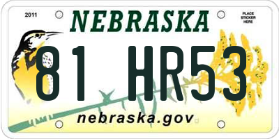 NE license plate 81HR53