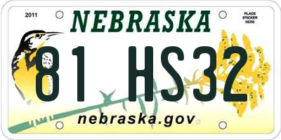 NE license plate 81HS32