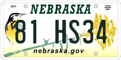NE license plate 81HS34