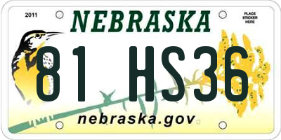 NE license plate 81HS36