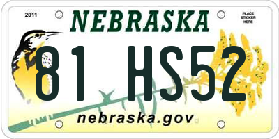 NE license plate 81HS52
