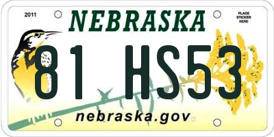 NE license plate 81HS53