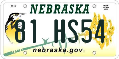 NE license plate 81HS54