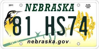 NE license plate 81HS74