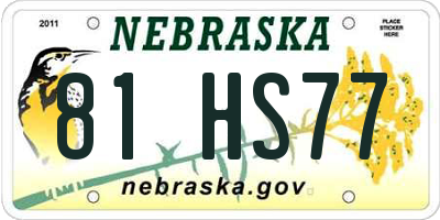 NE license plate 81HS77