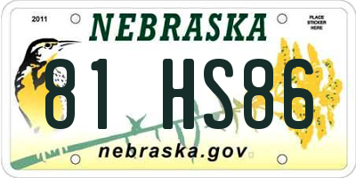 NE license plate 81HS86