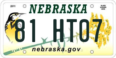 NE license plate 81HT07