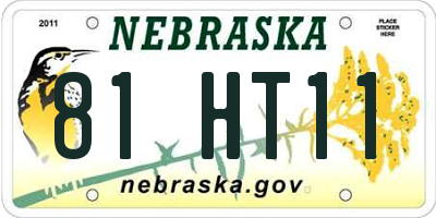 NE license plate 81HT11