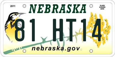 NE license plate 81HT14