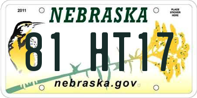 NE license plate 81HT17