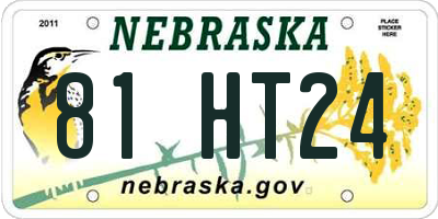 NE license plate 81HT24