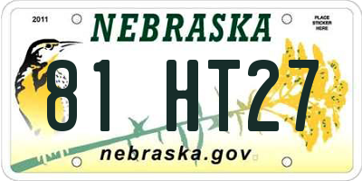 NE license plate 81HT27