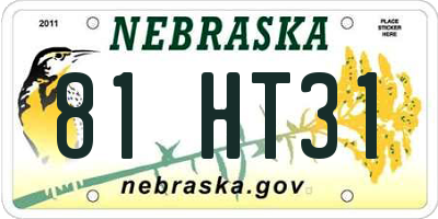 NE license plate 81HT31