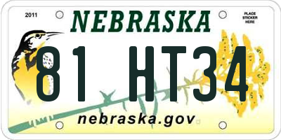 NE license plate 81HT34