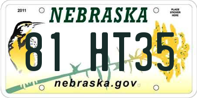 NE license plate 81HT35