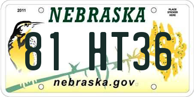 NE license plate 81HT36