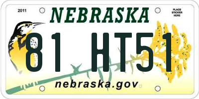 NE license plate 81HT51