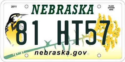 NE license plate 81HT57