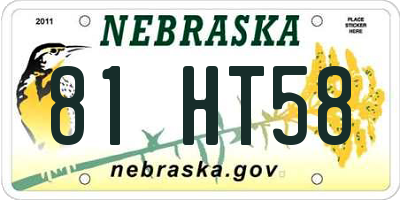 NE license plate 81HT58