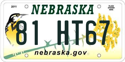 NE license plate 81HT67