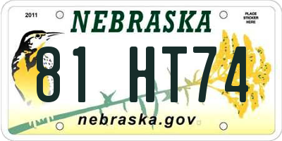 NE license plate 81HT74