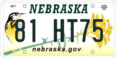 NE license plate 81HT75