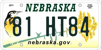 NE license plate 81HT84