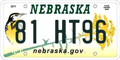 NE license plate 81HT96