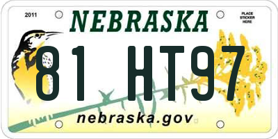 NE license plate 81HT97