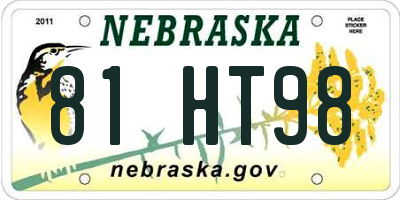 NE license plate 81HT98
