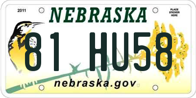 NE license plate 81HU58