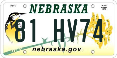 NE license plate 81HV74