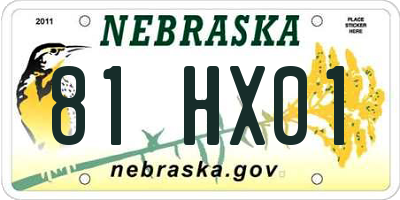 NE license plate 81HX01