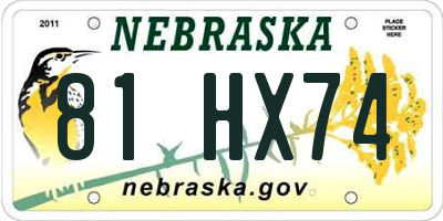NE license plate 81HX74
