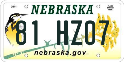 NE license plate 81HZ07