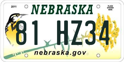 NE license plate 81HZ34