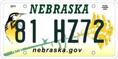 NE license plate 81HZ72