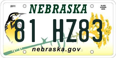 NE license plate 81HZ83