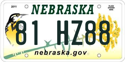 NE license plate 81HZ88
