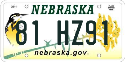 NE license plate 81HZ91