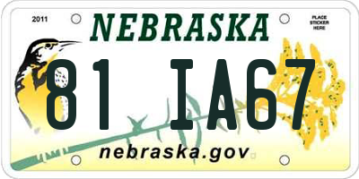 NE license plate 81IA67