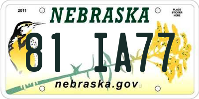 NE license plate 81IA77