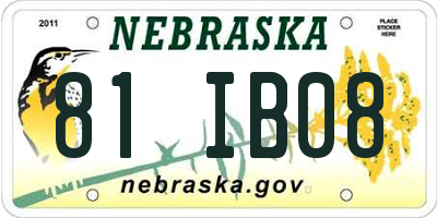 NE license plate 81IB08