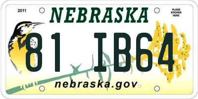 NE license plate 81IB64