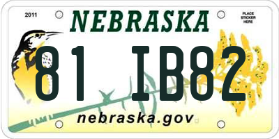 NE license plate 81IB82