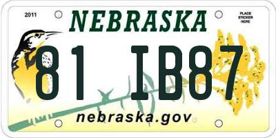 NE license plate 81IB87