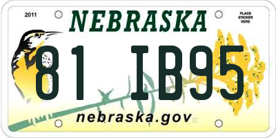NE license plate 81IB95