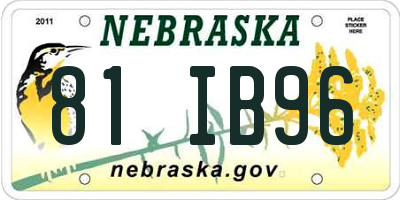 NE license plate 81IB96