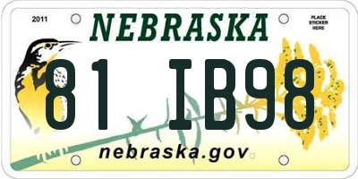 NE license plate 81IB98